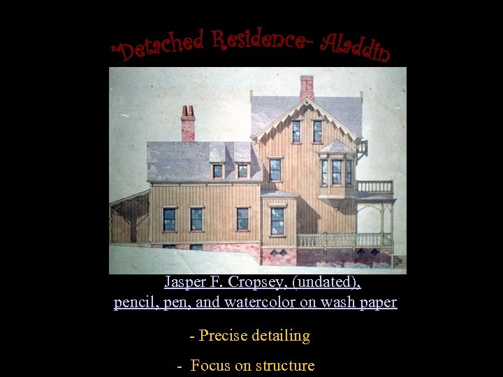 Jasper F. Cropsey, (undated), pencil, pen, and watercolor on wash paper - Precise detailing