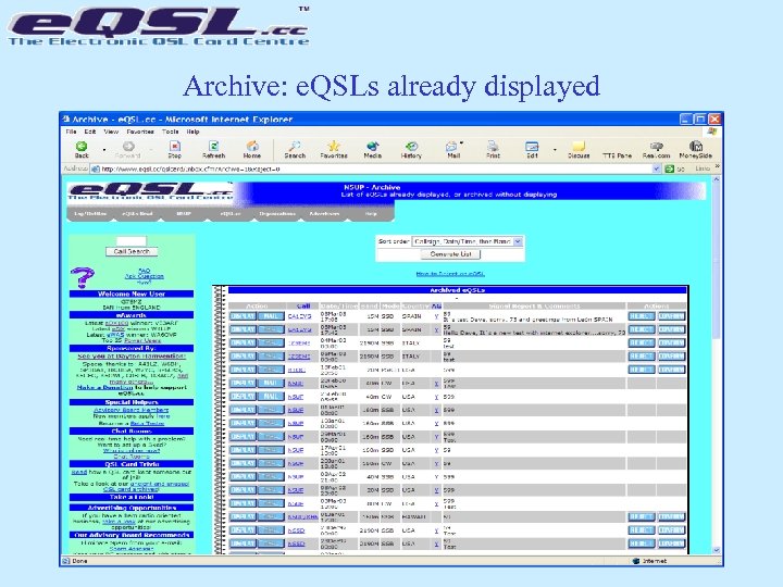 Archive: e. QSLs already displayed 