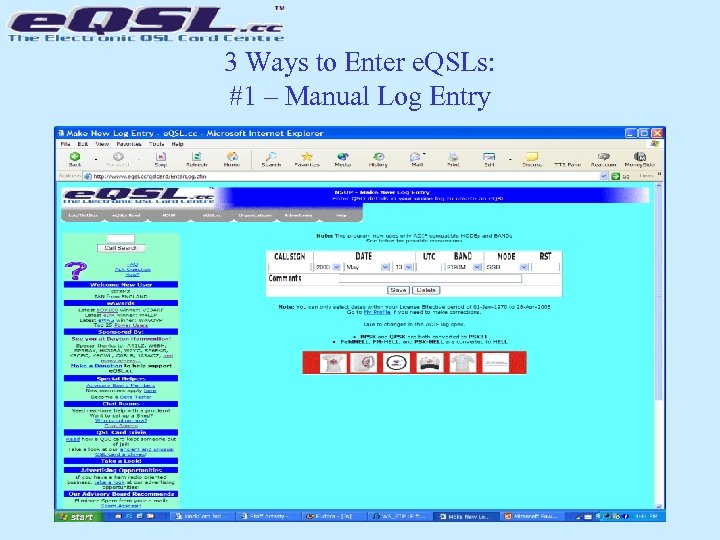 3 Ways to Enter e. QSLs: #1 – Manual Log Entry 