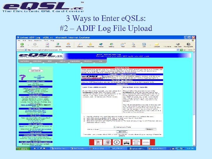 3 Ways to Enter e. QSLs: #2 – ADIF Log File Upload 