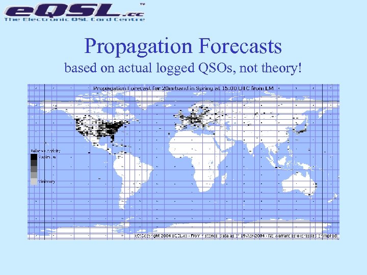 Propagation Forecasts based on actual logged QSOs, not theory! 