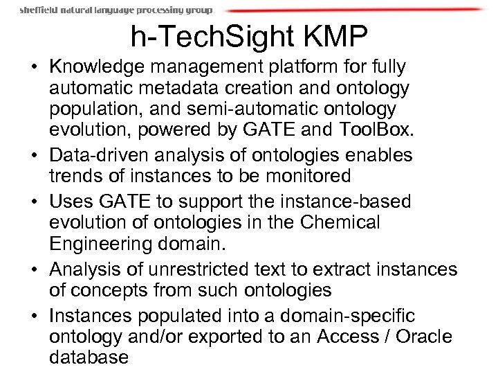 h-Tech. Sight KMP • Knowledge management platform for fully automatic metadata creation and ontology