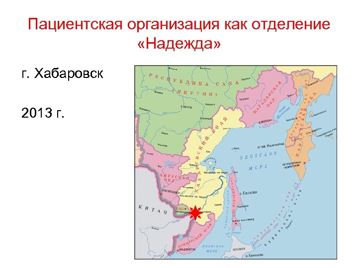 Пациентская организация как отделение «Надежда» г. Хабаровск 2013 г. 