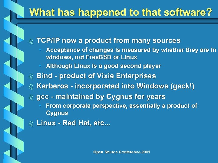 What has happened to that software? b TCP/IP now a product from many sources