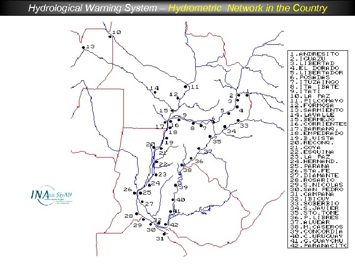 Hydrological Warning System – Hydrometric Network in the Country 
