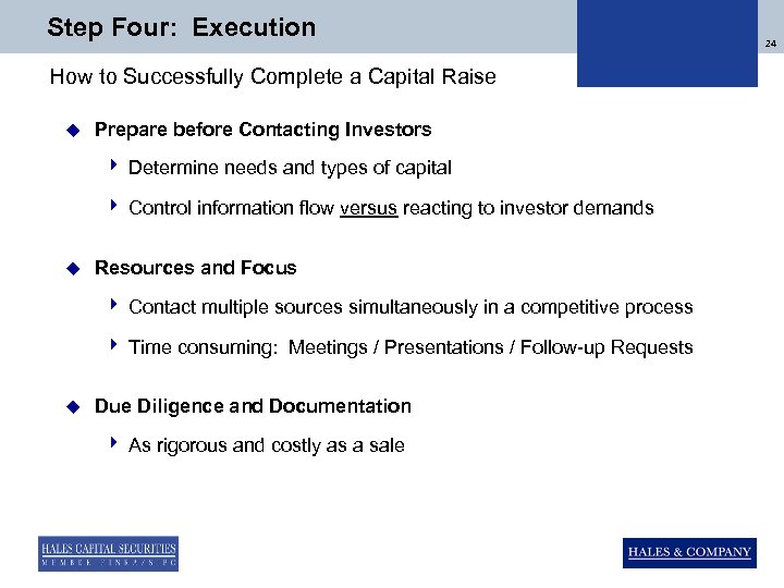 Step Four: Execution How to Successfully Complete a Capital Raise u Prepare before Contacting
