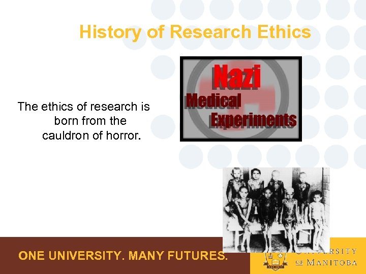 History of Research Ethics The ethics of research is born from the cauldron of