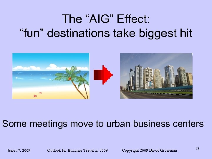 The “AIG” Effect: “fun” destinations take biggest hit Some meetings move to urban business