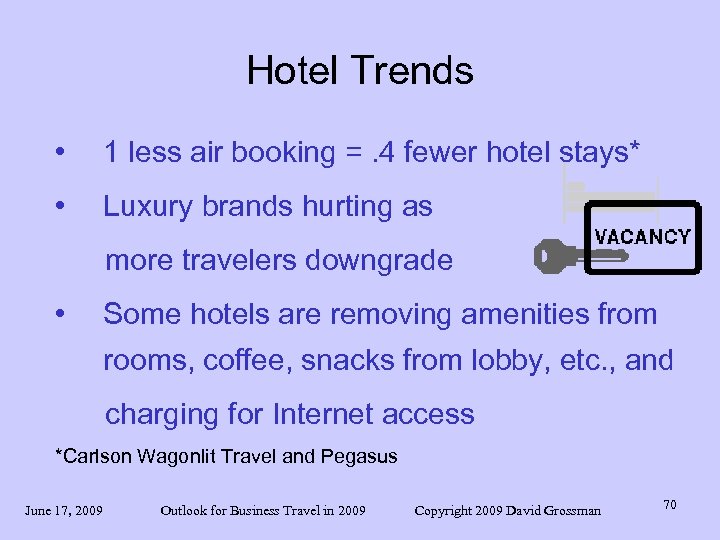 Hotel Trends • 1 less air booking =. 4 fewer hotel stays* • Luxury