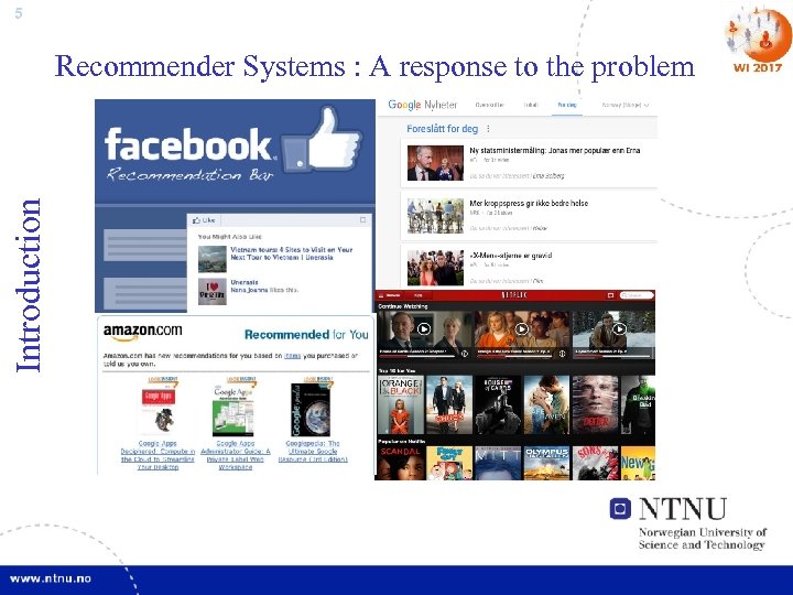 5 Introduction Recommender Systems : A response to the problem 