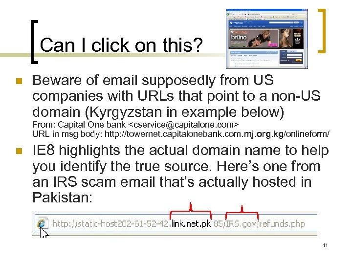 Can I click on this? n Beware of email supposedly from US companies with