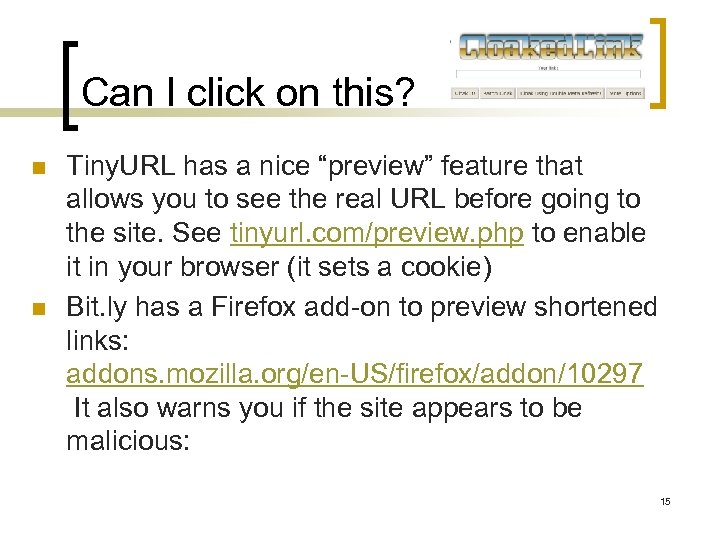 Can I click on this? n n Tiny. URL has a nice “preview” feature