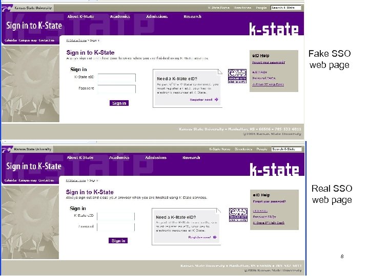 Fake SSO web page Real SSO web page 8 