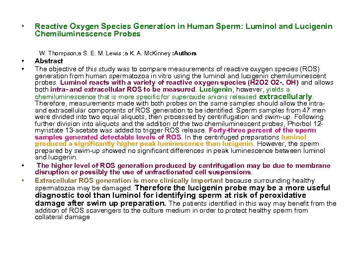  • • • Reactive Oxygen Species Generation in Human Sperm: Luminol and Lucigenin