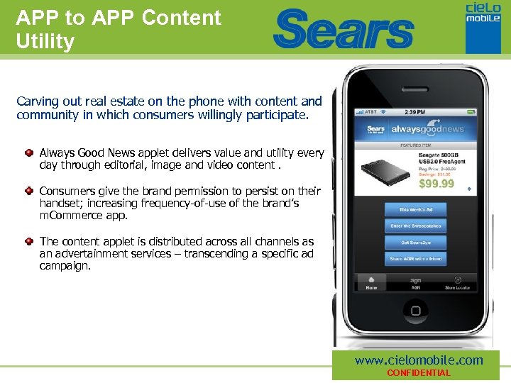 APP to APP Content Utility Carving out real estate on the phone with content