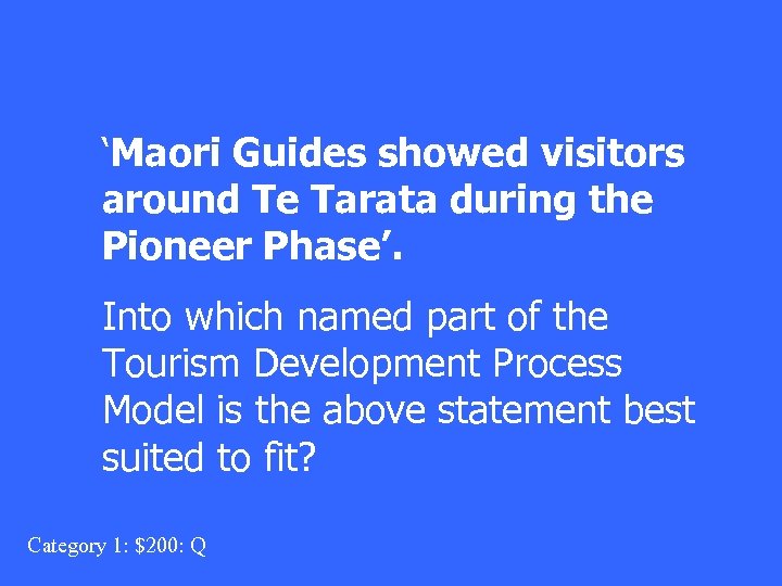 ‘Maori Guides showed visitors around Te Tarata during the Pioneer Phase’. Into which named