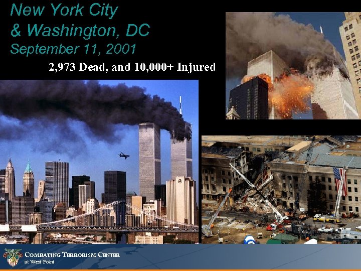 New York City & Washington, DC September 11, 2001 2, 973 Dead, and 10,
