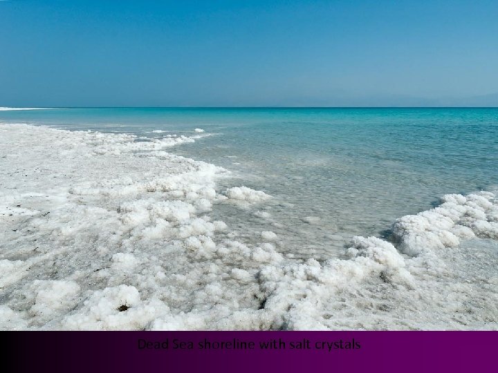 Dead Sea shoreline with salt crystals 