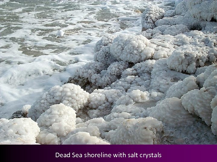 Dead Sea shoreline with salt crystals 