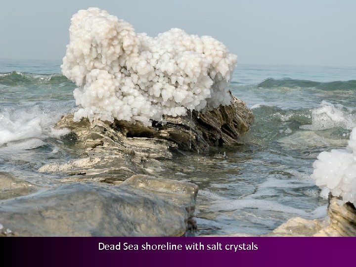 Dead Sea shoreline with salt crystals 