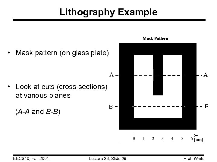 Lithography Example • Mask pattern (on glass plate) A A B B • Look