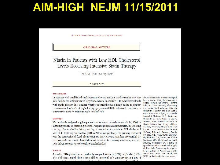 AIM-HIGH NEJM 11/15/2011 