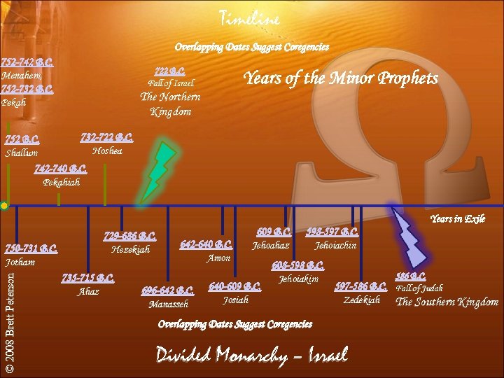 Timeline Overlapping Dates Suggest Coregencies 752 -742 B. C. Menahem, 752 -732 B. C.