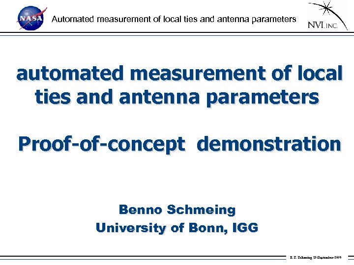 Automated measurement of local ties and antenna parameters automated measurement of local ties and