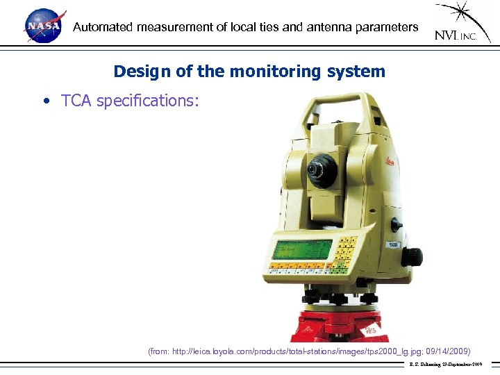 Automated measurement of local ties and antenna parameters Design of the monitoring system •