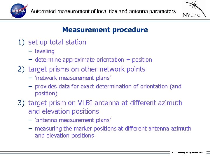 Automated measurement of local ties and antenna parameters Measurement procedure 1) set up total