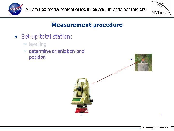 Automated measurement of local ties and antenna parameters Measurement procedure • Set up total