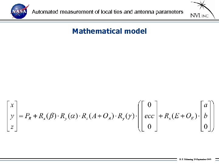 Automated measurement of local ties and antenna parameters Mathematical model B. S. Schmeing 23