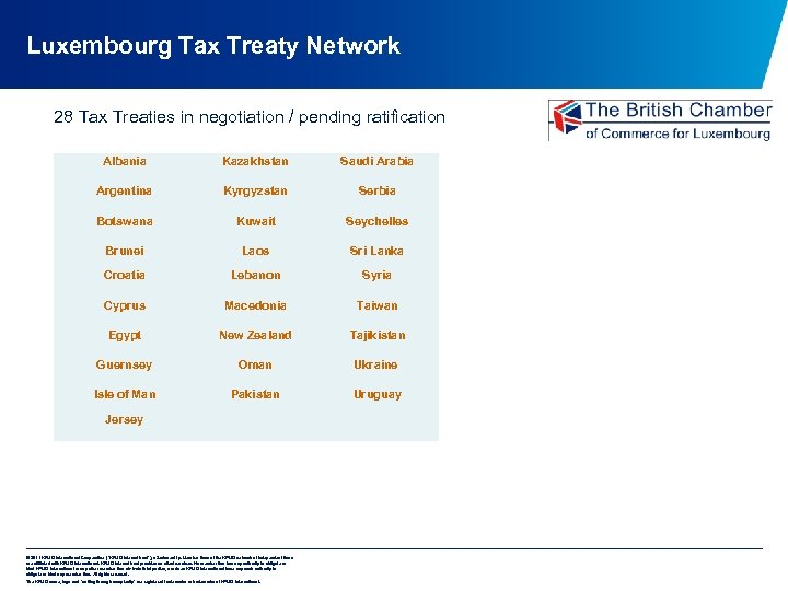 Luxembourg Tax Treaty Network 28 Tax Treaties in negotiation / pending ratification Albania Kazakhstan