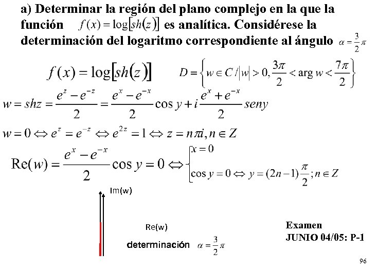 a) Determinar la región del plano complejo en la que la función es analítica.