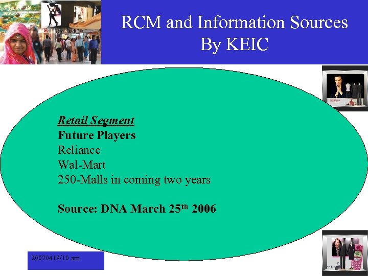 RCM and Information Sources By KEIC Retail Segment Future Players Reliance Wal-Mart 250 -Malls