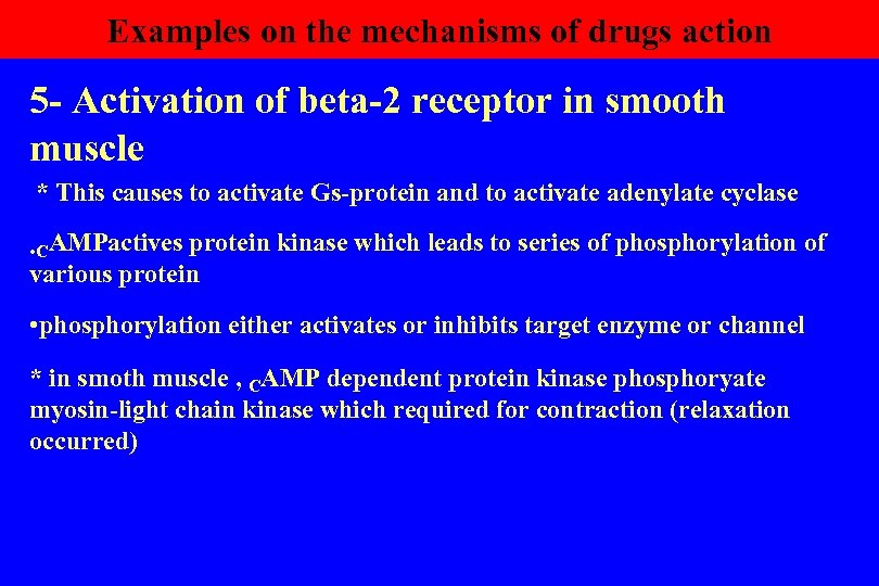 Examples on the mechanisms of drugs action 5 - Activation of beta-2 receptor in