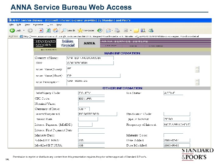 ANNA Service Bureau Web Access 14. Permission to reprint or distribute any content from