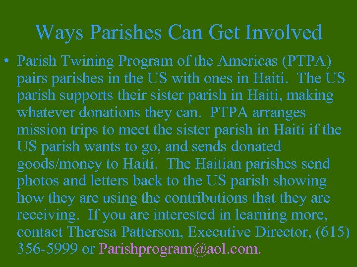 Ways Parishes Can Get Involved • Parish Twining Program of the Americas (PTPA) pairs