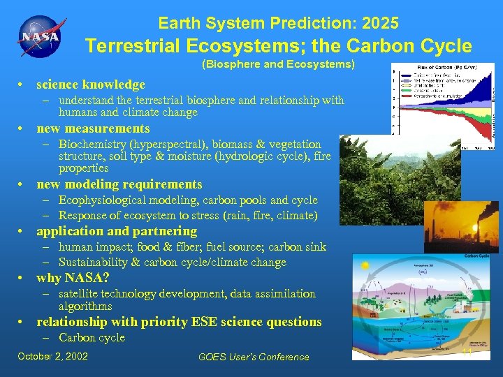 Earth System Prediction: 2025 Terrestrial Ecosystems; the Carbon Cycle (Biosphere and Ecosystems) • science