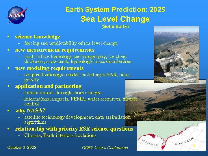 Earth System Prediction: 2025 Sea Level Change (Solid Earth) • science knowledge – forcing