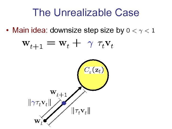 The Unrealizable Case • Main idea: downsize step size by 
