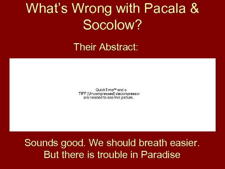 What’s Wrong with Pacala & Socolow? Their Abstract: Sounds good. We should breath easier.