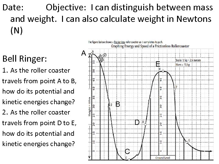 Date: Objective: I can distinguish between mass and weight. I can also calculate weight