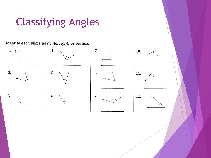 Classifying Angles 