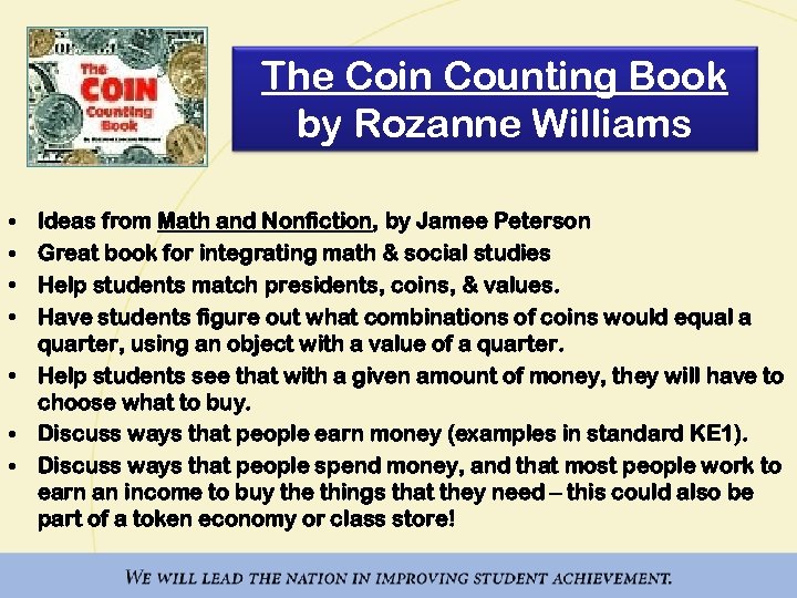 The Coin Counting Book by Rozanne Williams • • Ideas from Math and Nonfiction,