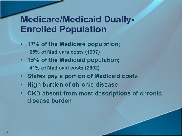 Medicare/Medicaid Dually. Enrolled Population • 17% of the Medicare population; 28% of Medicare costs