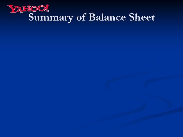 Summary of Balance Sheet 