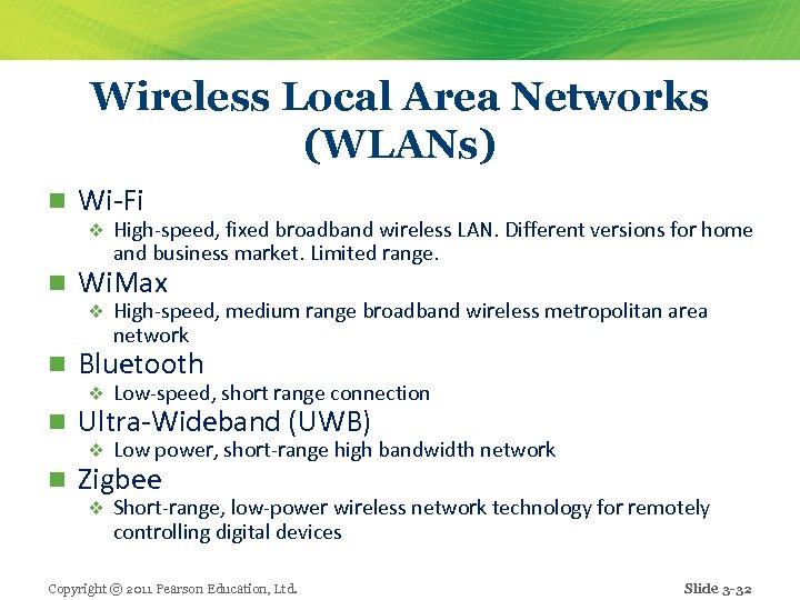 Wireless Local Area Networks (WLANs) n Wi-Fi v n Wi. Max v n High-speed,