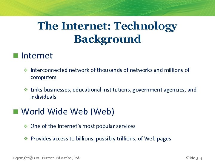 The Internet: Technology Background n Internet v Interconnected network of thousands of networks and