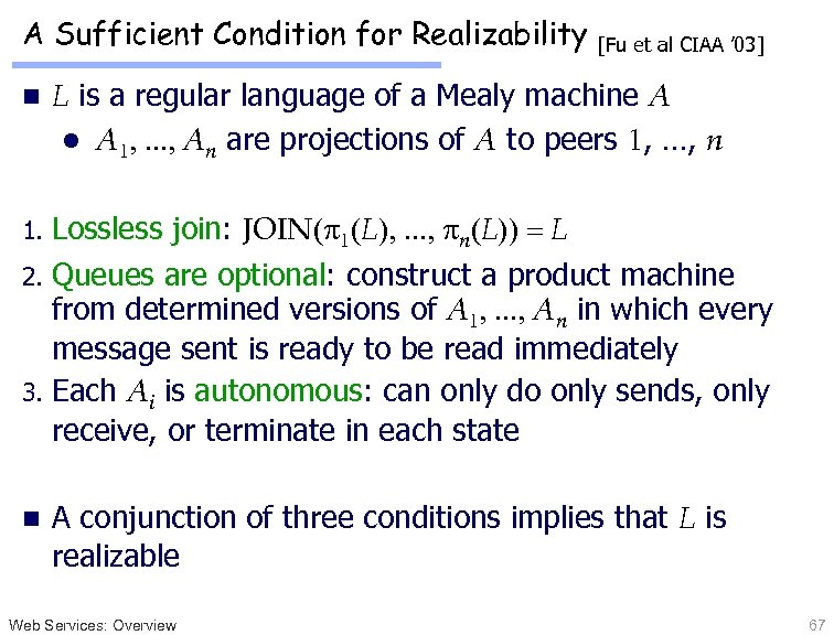A Sufficient Condition for Realizability [Fu et al CIAA ’ 03] n L is